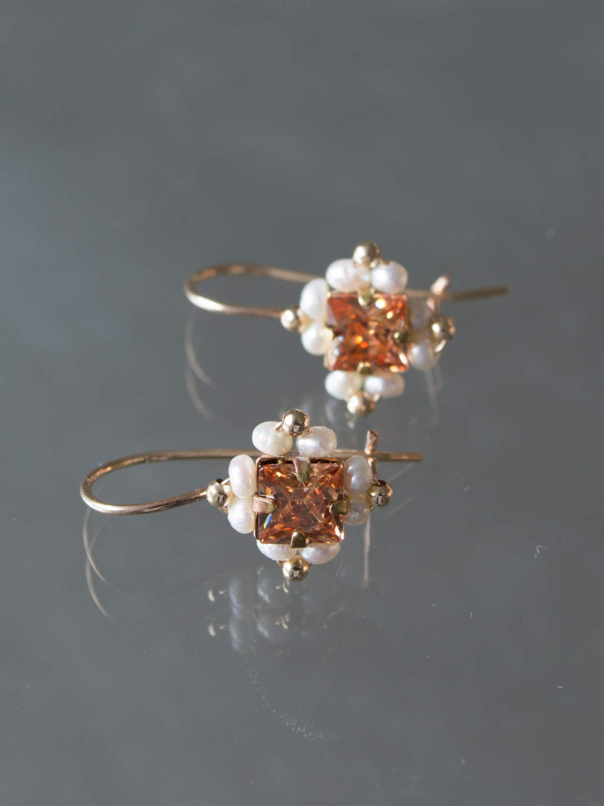 earrings Victoria light orange, pearls